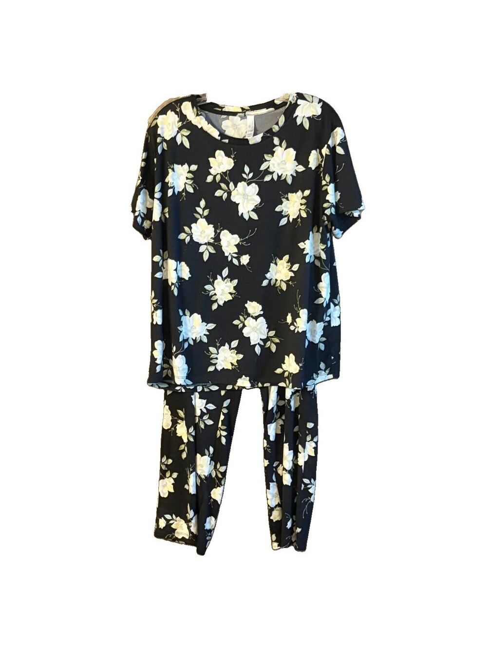 Flora Nikrooz Women's 2 Piece Super Soft Short Sleeve/Long Pant PJ Set Black
